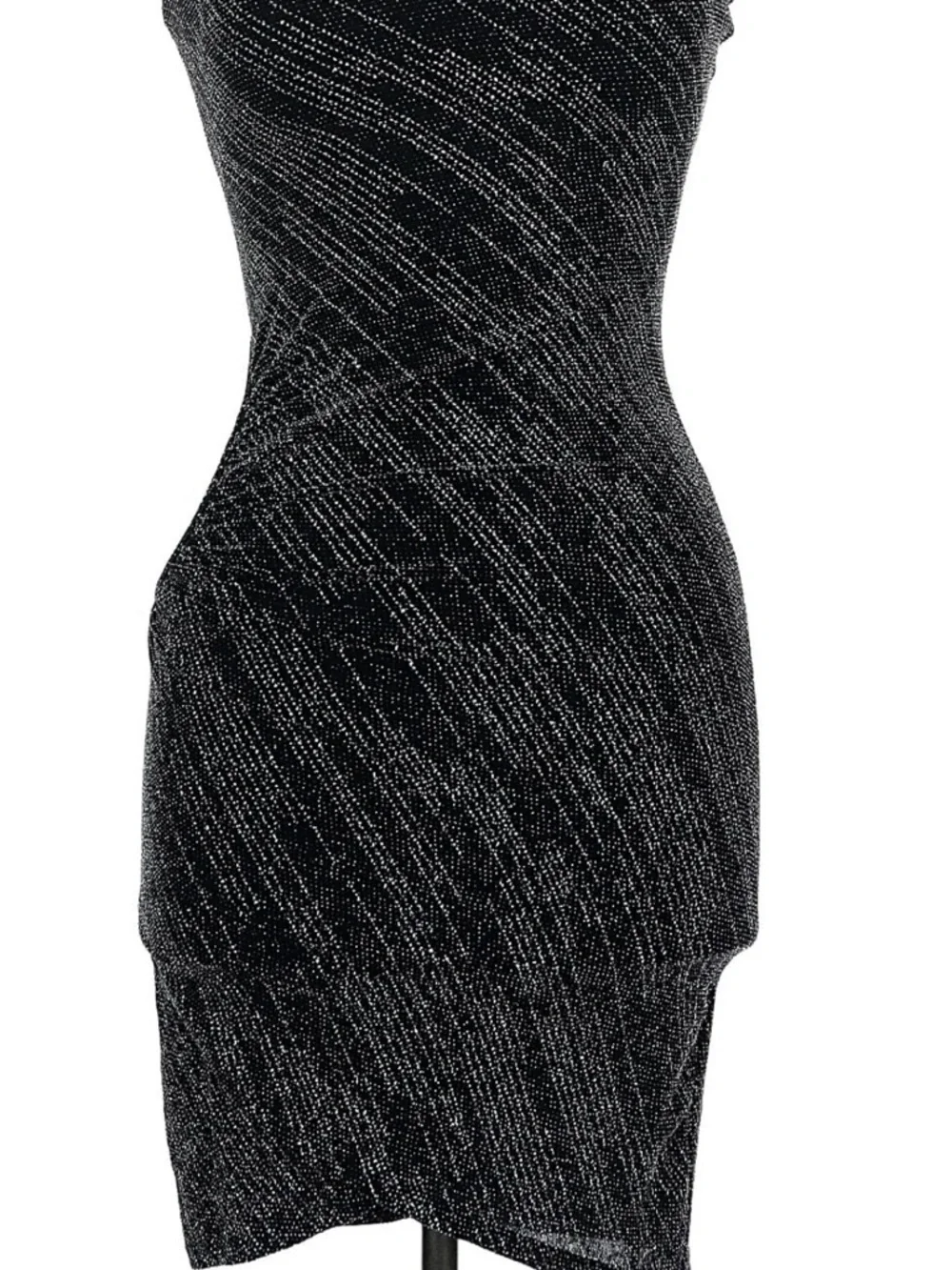Black Shimmer Bodycon Dress - Women's Evening Dress - Picture 1 of 10